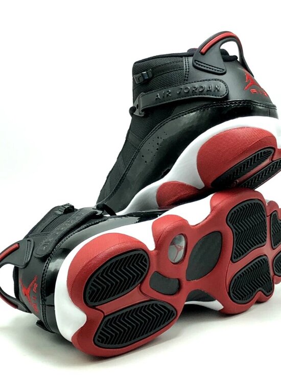 Men NIKE Air Jordan 6 RINGS \'BRED\' Basketball Shoes - Black Red 322992-062 main image 6